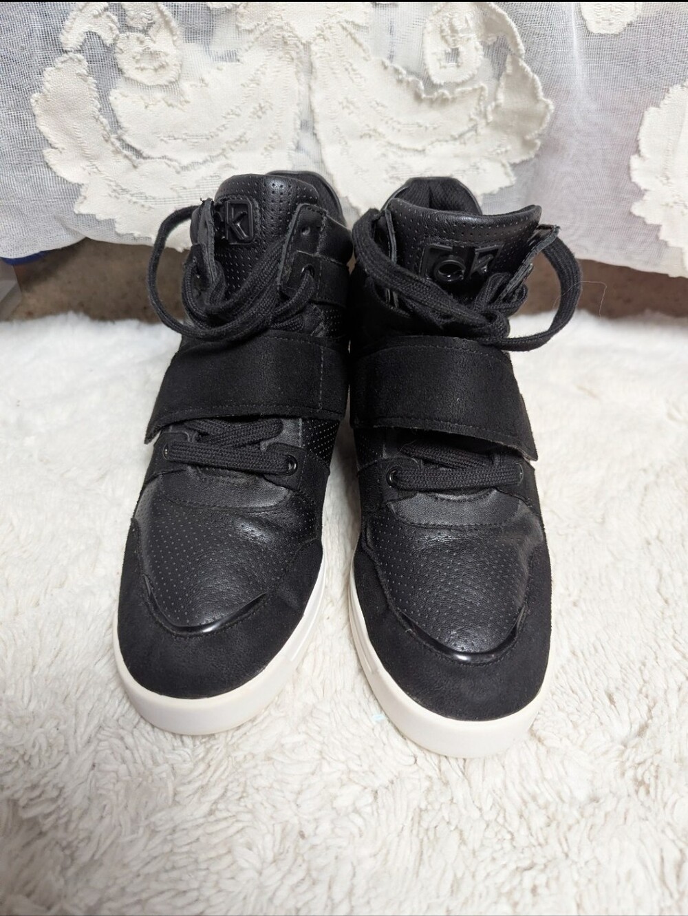 Black High-Top Sneakers with Strap
